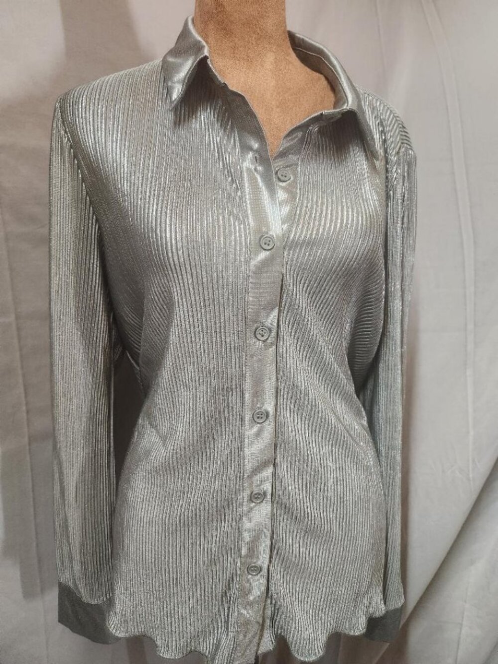 Melloday Metallic Sage Green 2 Pc Matching Palazzo Pant Set Sz Large